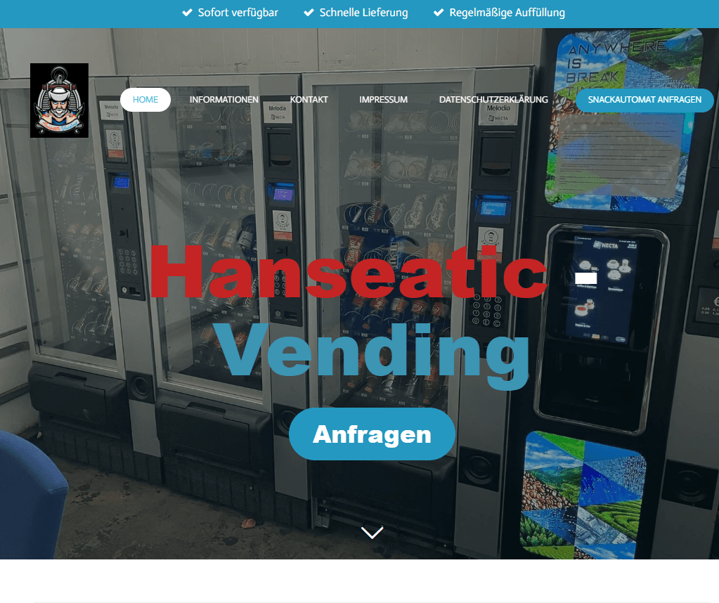 Hanseatic Vending Website vorher – alte Startseite