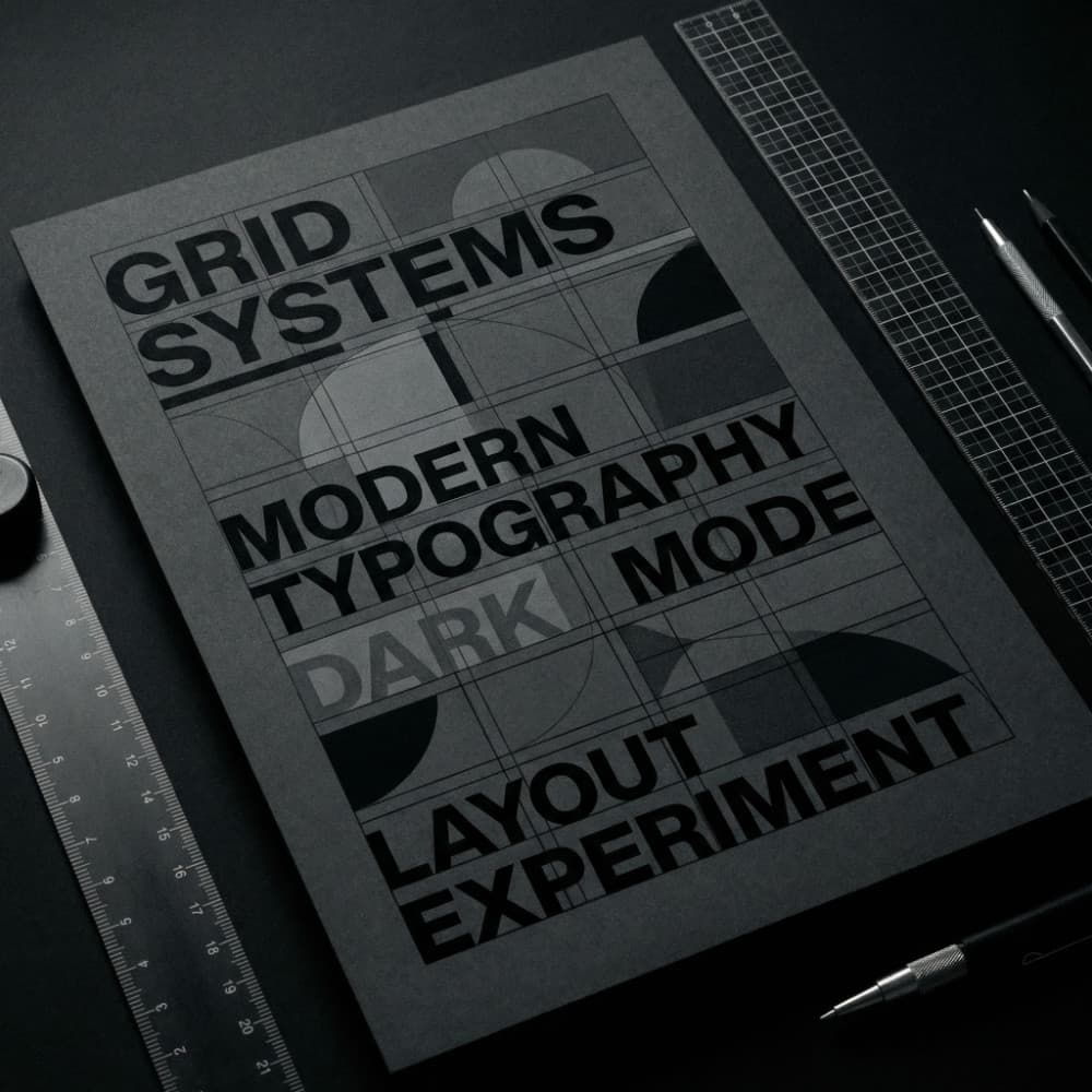 Detailaufnahme eines Print-Layouts mit Typografie und Raster